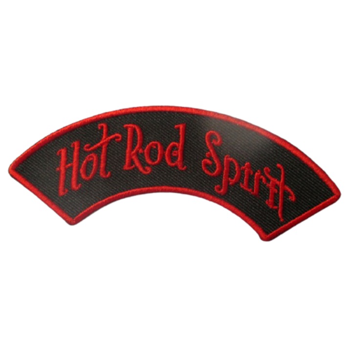 Petic textil Hot rod spirit, 10x4 cm, Negru/Rosu
