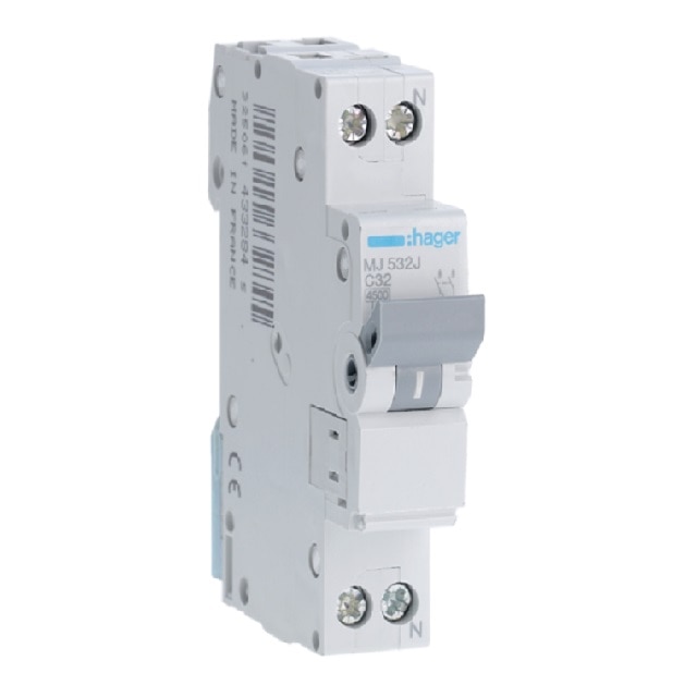 Disjunctor 1P+N, 32A, 4,5kA, C, 1M, Hager