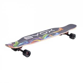 Longboard style, 106 cm, placa din 8 straturi de artar nordic, camioane din aluminiu, roti 70x51mm cu rulmenti ABEC 7, curea pentru transport Longboard style, 106 cm, placa din 8 straturi de artar nordic, camioane din aluminiu, roti 70x51mm cu rulmenti ABEC 7, curea pentru transport