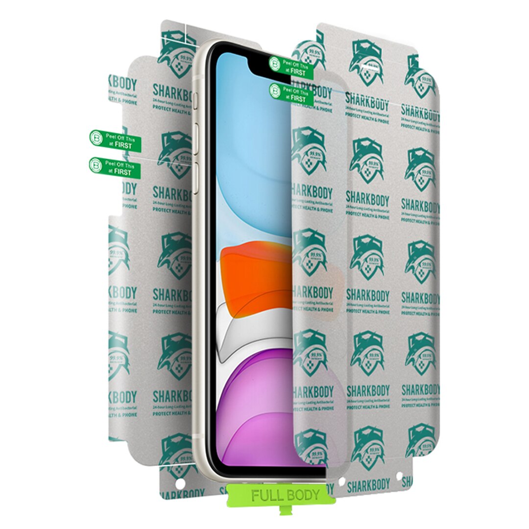 Set folii full body pentru Apple iPhone XR, Protectie Completa 360, Fata -Spate, Antibacterian, Instalare usoare, Optim Tech Protection, Transparent