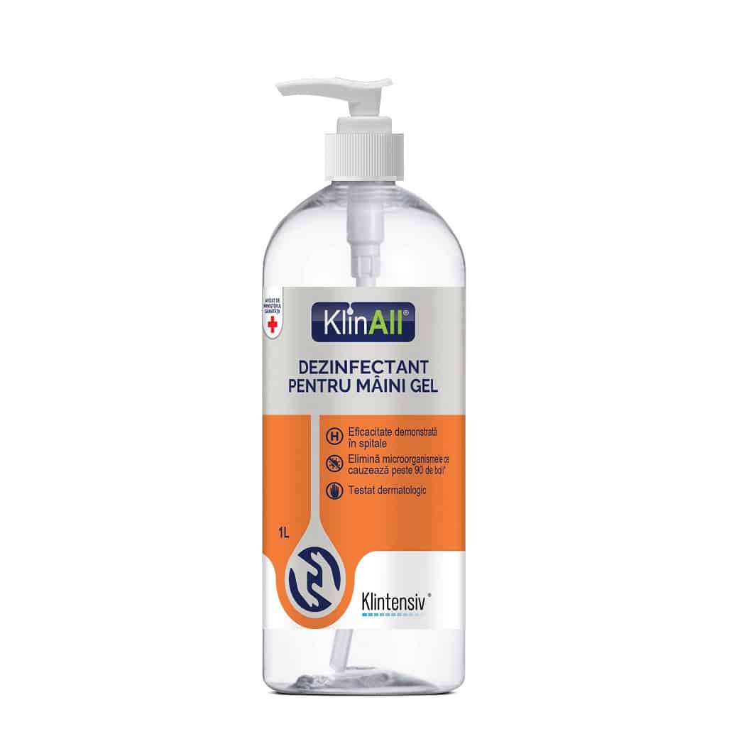 Dezinfectant pentru maini, sub forma de gel, delicat cu maini, 85% alcool cu actiune virucida, KLINALL, 1L