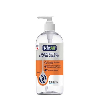 Dezinfectant pentru maini, sub forma de gel, delicat cu maini, 85% alcool cu actiune virucida, KLINALL, 500 ml Dezinfectant pentru maini, sub forma de gel, delicat cu maini, 85% alcool cu actiune virucida, KLINALL, 500 ml