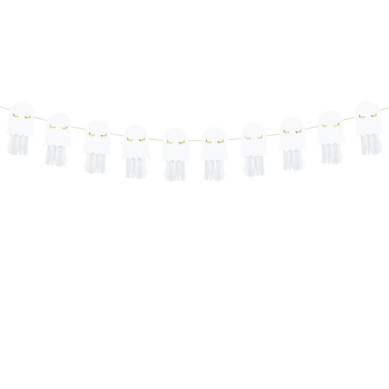Ghirlanda Halloween Fantome, Alb, 130 cm