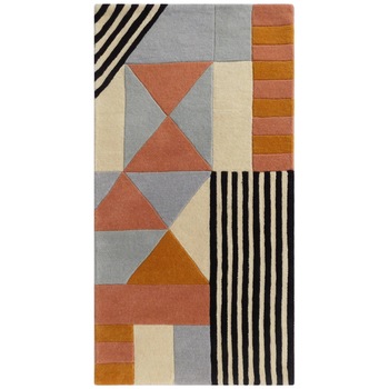 Covor, Bedora, Geometry, 120x170 cm, 100% lana, multicolor, finisat manual Covor, Bedora, Geometry, 120x170 cm, 100% lana, multicolor, finisat manual