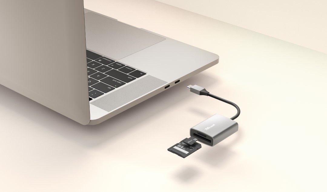 Trust Dalyx USB-C Kartenleser – Kompakt Aus Alu Für SD & MicroSD Bis 2 TB