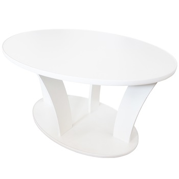 Masuta cafea Ovala cu role, alba, 94 x 54 x 64 cm Masuta cafea Ovala cu role, alba, 94 x 54 x 64 cm