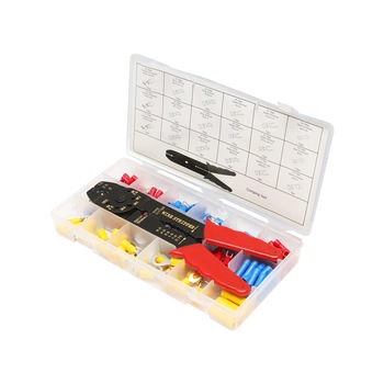 Trusa papuci electrici izolati cu cleste pentru dezizolat si sertizat cabluri 175 piese Trusa papuci electrici izolati cu cleste pentru dezizolat si sertizat cabluri 175 piese