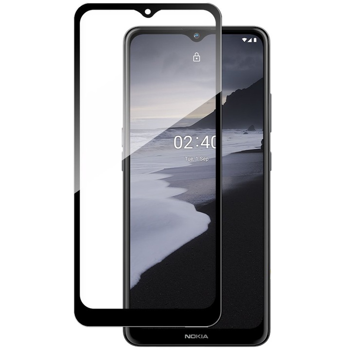 Стъклено фолио, съвместимо с Nokia 2.4, NYTRO Easy-Case Secured, черно