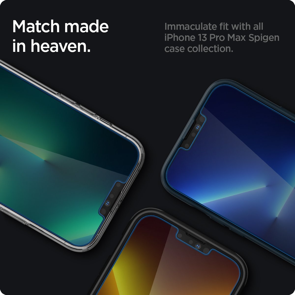 Set 2 folii sticla cu sistem de montare Case friendly Spigen GLAStR EZ FIT compatibil cu iPhone 13 Pro Max / 14 Plus