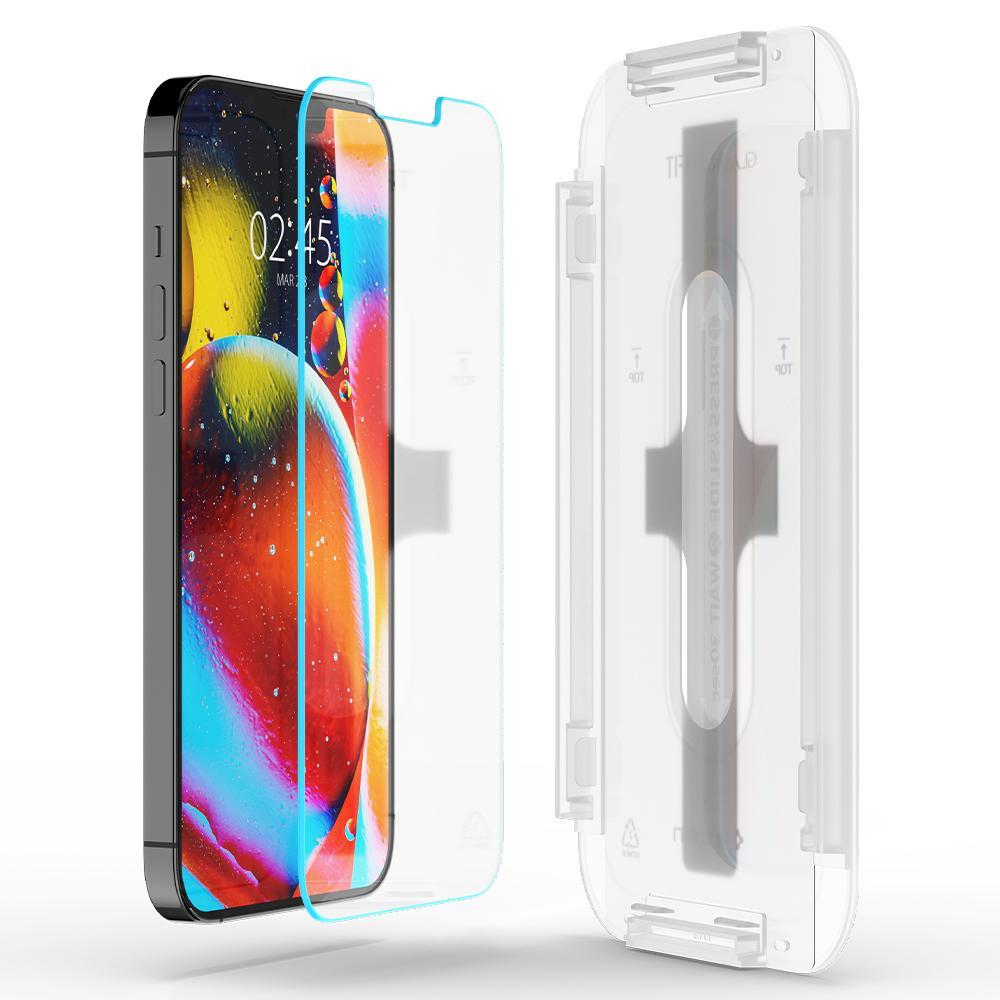 Set 2 folii sticla cu sistem de montare Case friendly Spigen GLAStR EZ FIT compatibil cu iPhone 13 Pro Max / 14 Plus