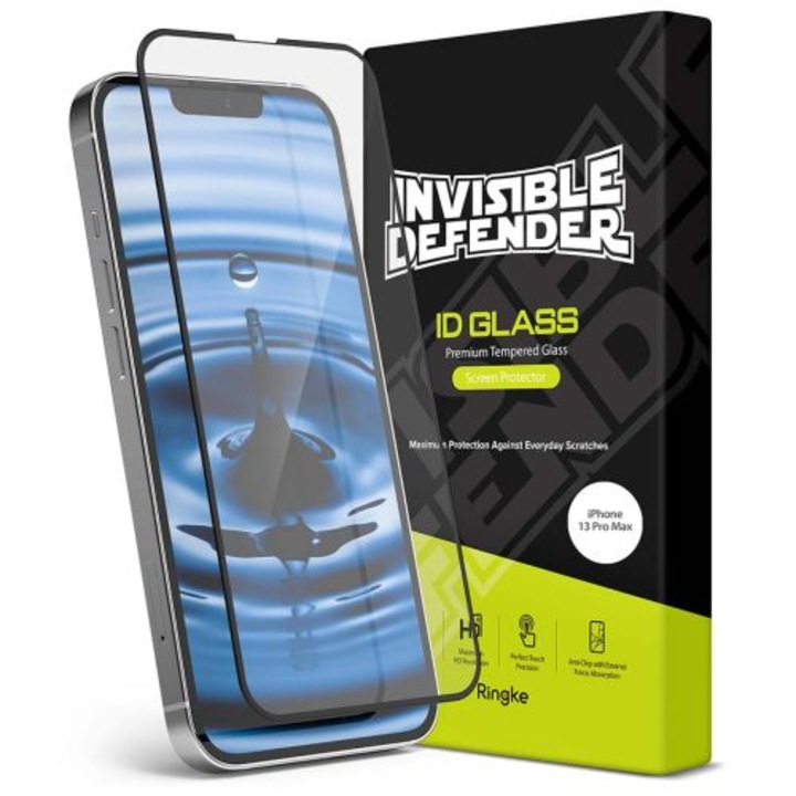 Ringke iPhone14 plus / 13 Pro Max Screen Protector Invisible Defender ID Tempered Glass Black (G4as059)