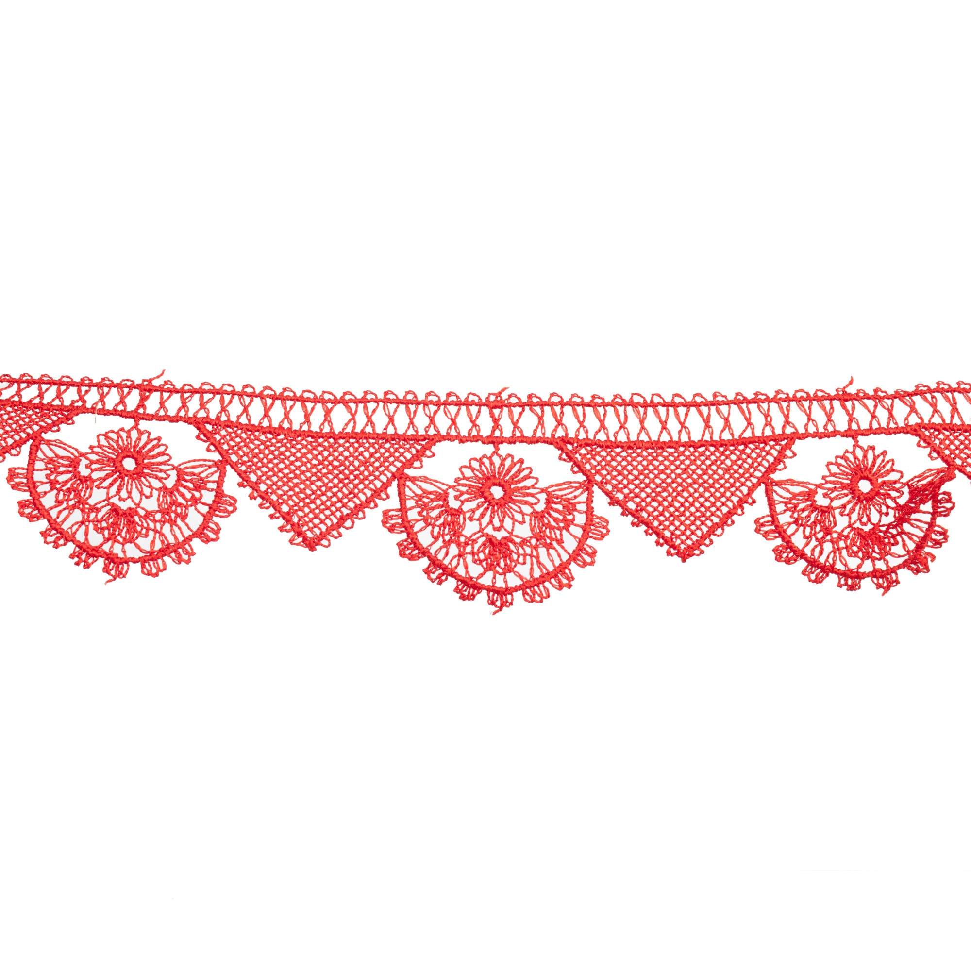 Rola dantela guipure 2196 , neelastica, poliester, latime 2.5 cm, lungime 9 m, culoare rosu