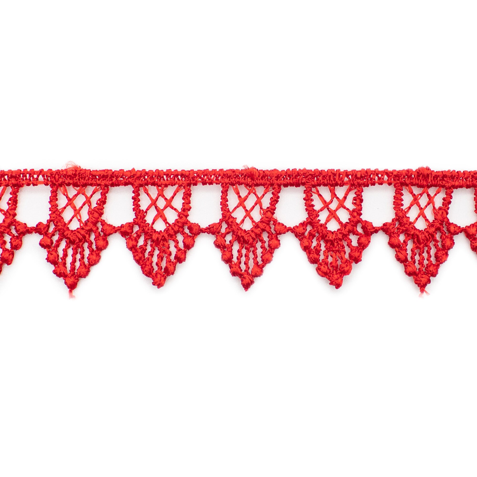 Rola dantela guipure 2257 , neelastica, poliester, latime 2 cm, lungime 9 m, culoare rosu