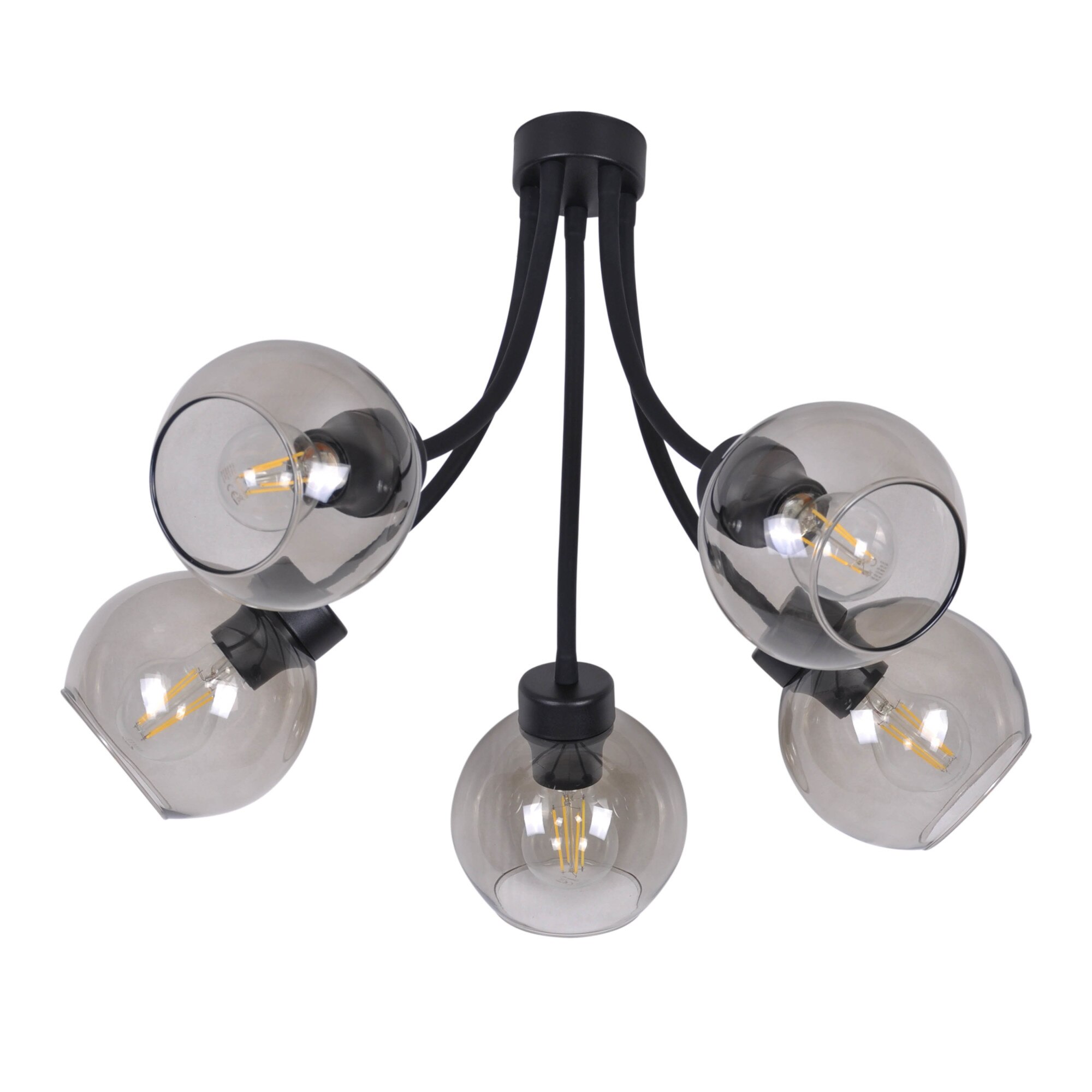 Candelabru K-1584 MELO, Negru, cu 5 surse de iluminare, E27, 60 W