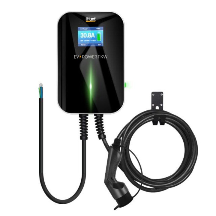 iHunt EV Power 11KW Elektromos Autó Töltőállomás 380V / 16A, 6m tápkábel, Type 2 csatlakozó, fekete
