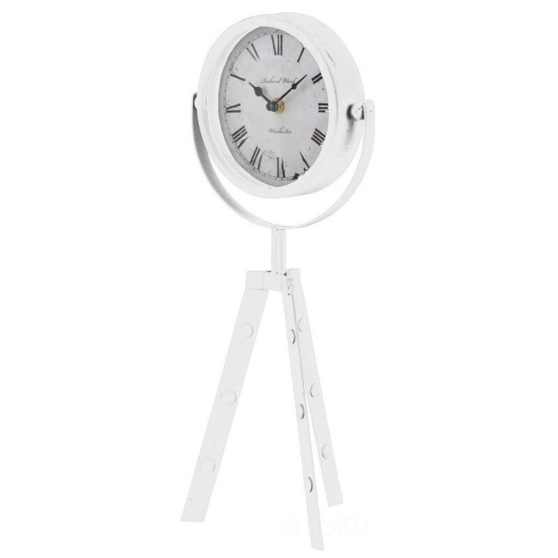 Ceas decorativ de masa, Segnale, metalic, model vintage, diametru 15 cm, alb