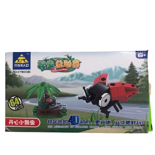 Set de constructie Insecte, KAZI, 64 piese, 6+