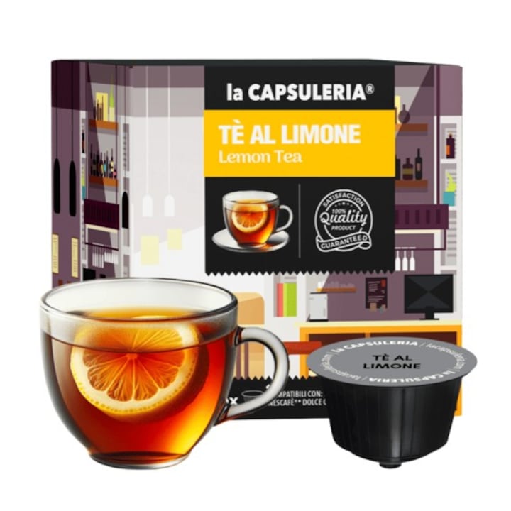 Capsule Ceai de Lamaie La Capsuleria, 16 capsule, compatibile cu Dolce Gusto