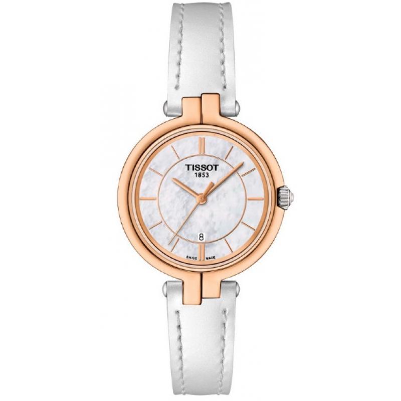 Ceas de dama Tissot Flamingo, Curea din Piele, Alb