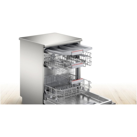 Masina de spalat vase Bosch SGS4HVI31E, 13 seturi, 6 programe, Clasa E, ExtraDry, VarioFlex, Sistem Rackmatic triplu, ActivWater, AquaStop, EcoSilence Drive, 60 cm, Inox