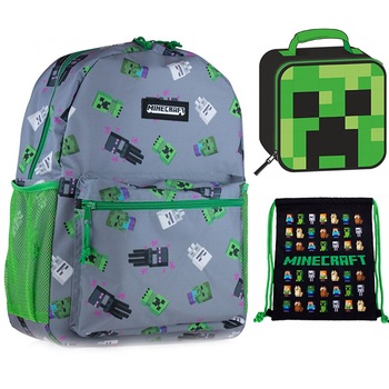 Set scoala Minecraft 2 - Ghiozdan scoala, Geanta Termica si Sac incaltaminte Set scoala Minecraft 2 - Ghiozdan scoala, Geanta Termica si Sac incaltaminte