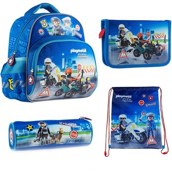 Set gradinita Playmobil Politie - Ghiozdan, Penar neechipat, Penar etui si Sac incaltaminte Set gradinita Playmobil Politie - Ghiozdan, Penar neechipat, Penar etui si Sac incaltaminte