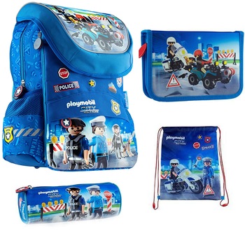 Set scoala Playmobil Politie - Ghiozdan scoala, Penar neechipat, Penar etui si Sac incaltaminte Set scoala Playmobil Politie - Ghiozdan scoala, Penar neechipat, Penar etui si Sac incaltaminte