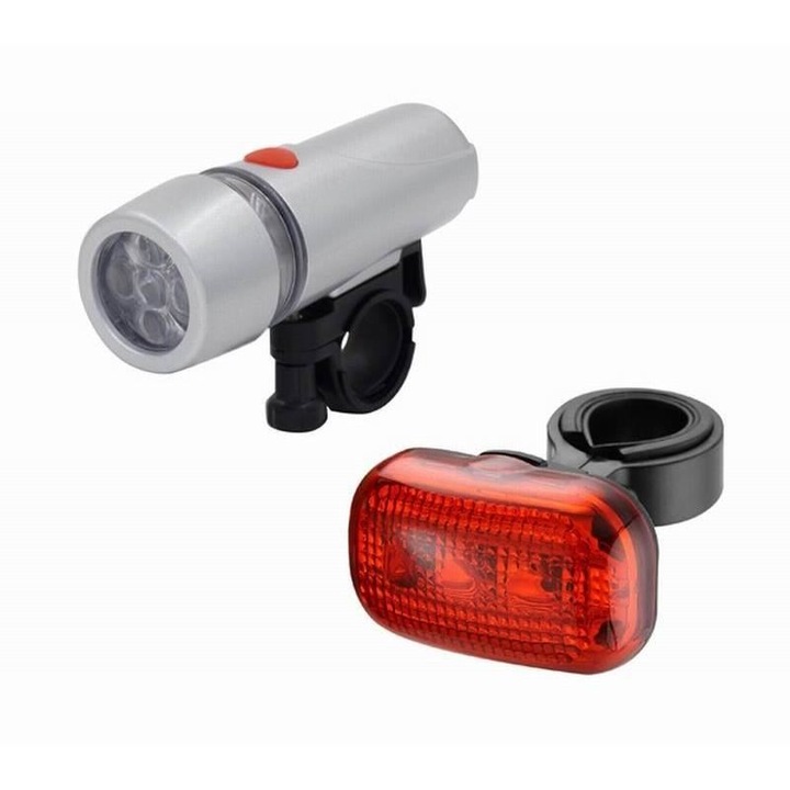 Set far cu lampa spate bicicleta, 5 Super LED-uri fata, 3 LED-uri spate, 68427 CarCo