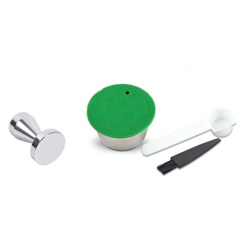 Set Capsula cafea si tamper INOX/ lingurita/periuta, Dolce Gusto Crema, reincarcabila/lavabila, certificare LFGB (standrad German) argintiu/verde Set Capsula cafea si tamper INOX/ lingurita/periuta, Dolce Gusto Crema, reincarcabila/lavabila, certificare LFGB (standrad German) argintiu/verde