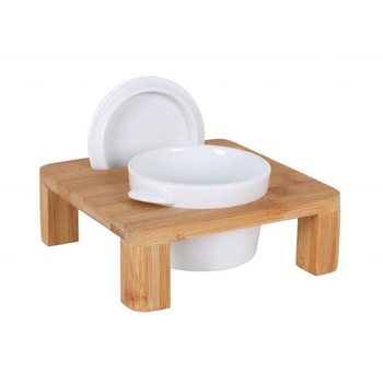 Bol portelan cu capac si suport bambus Bol portelan cu capac si suport bambus