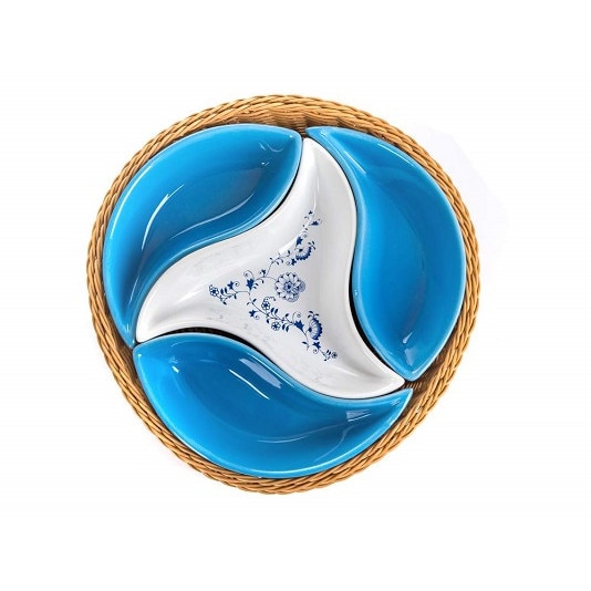 Set de 4 boluri pentru servire Banquet Onion in cos impletit 23 cm