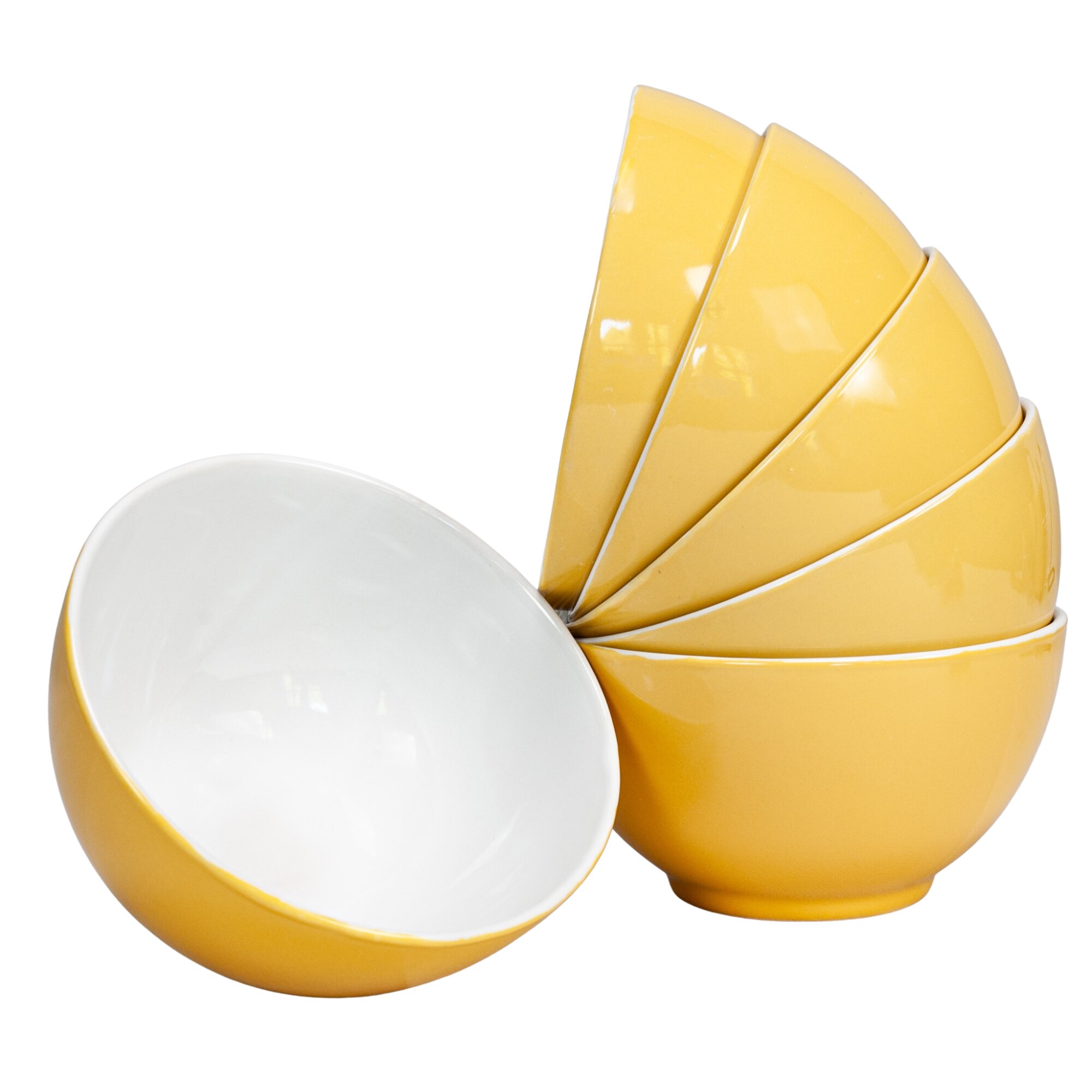 Set 6 boluri pentru casa familiei tale, Cesiro, 600 ml, Alb/Galben