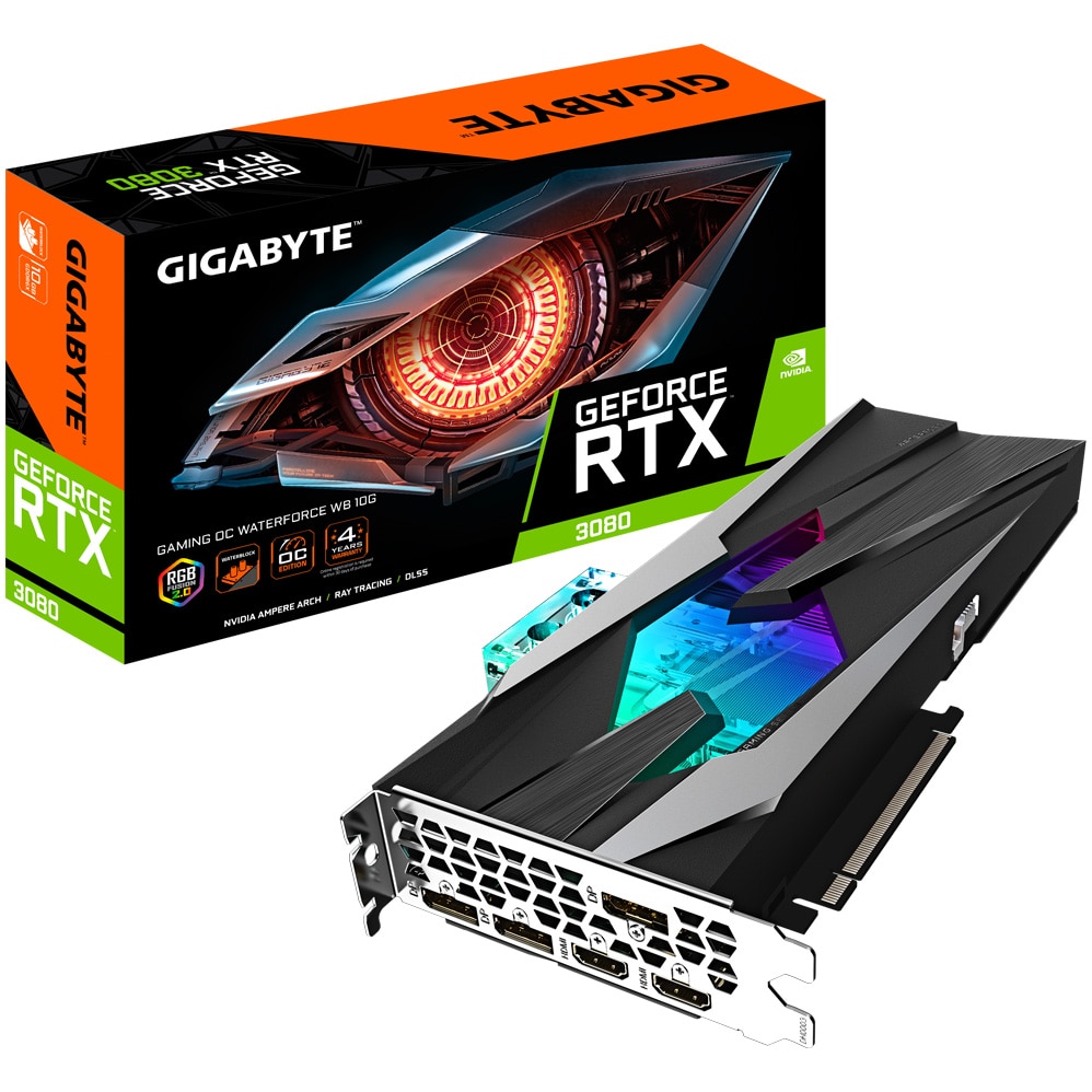 Placa video Gigabyte GeForce® RTX™ 3080 GAMING OC WATERFORCE WB 2.0 LHR, 10GB GDDR6X, 320-bit