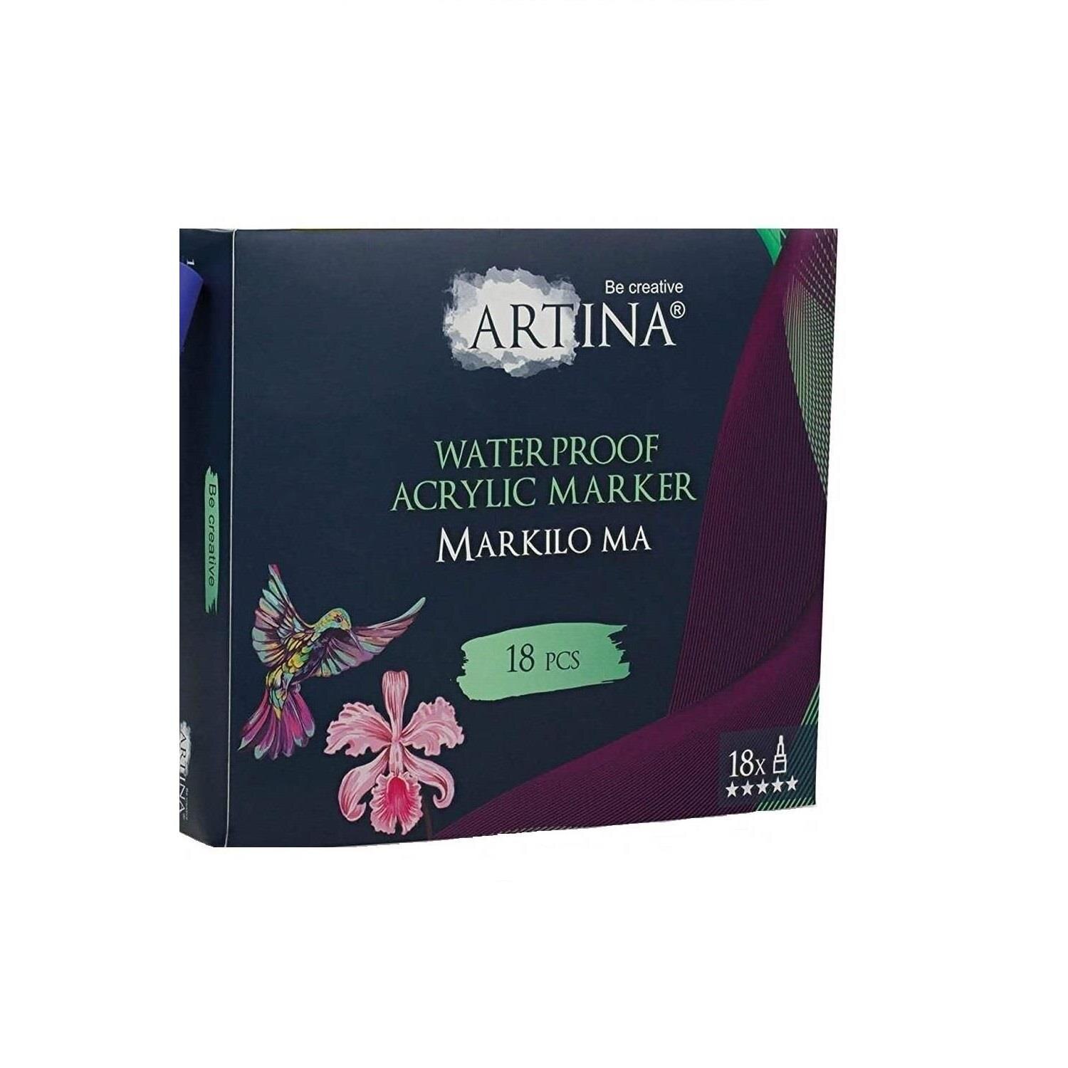 Set markere acrilice Artina Markilo Ma, 18 buc, Multicolor