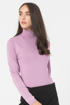 ICHI, Pulover tricotat fin cu guler inalt Mafa, Lila ICHI, Pulover tricotat fin cu guler inalt Mafa, Lila