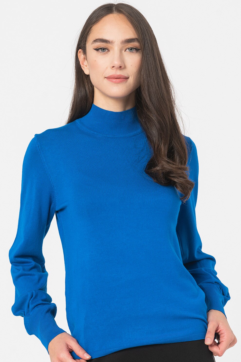 ICHI, Pulover cu maneci bufante Mafa, Albastru