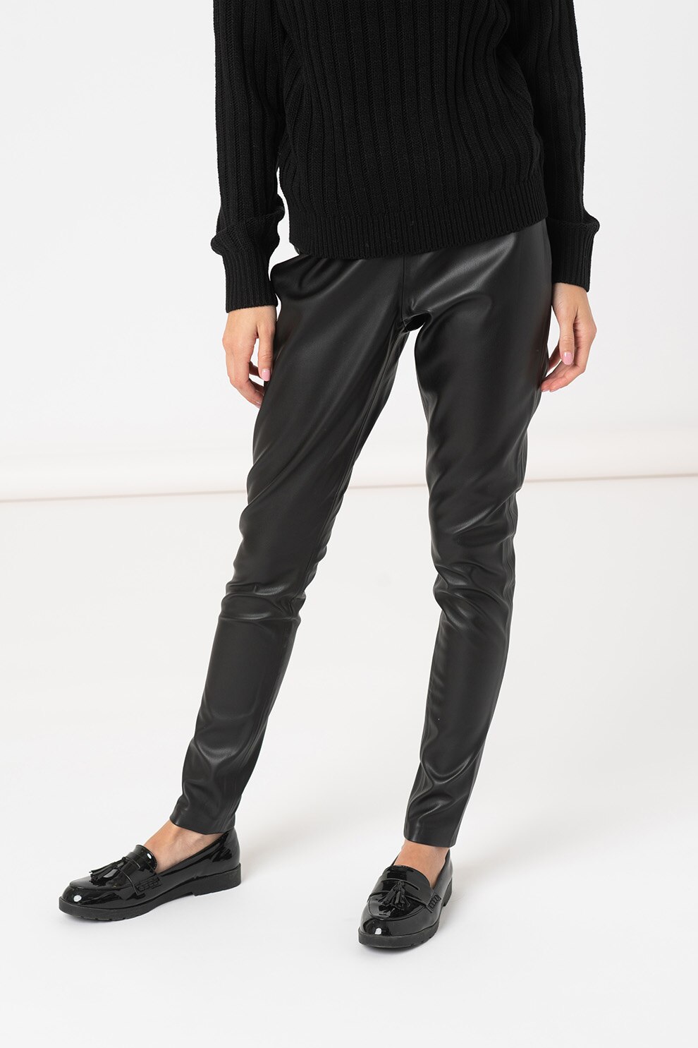 ICHI, Colanti conici de piele ecologica, Negru