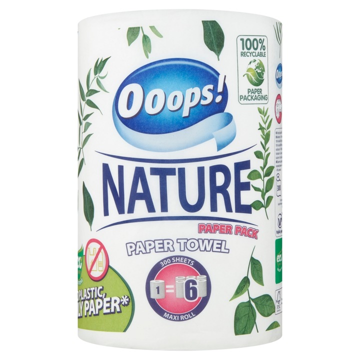 Rola servetele, Ooops!, 2 straturi, Alb