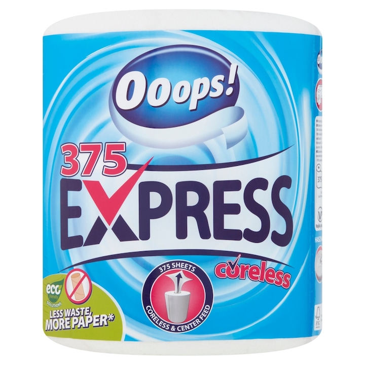 Ooops! Express Coreless 2 rétegű papírtörlő, 1 tekercs, 375 lap