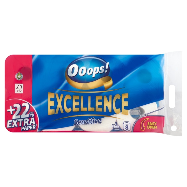 Ooops! Excellence 3 rétegű toalettpapír, 8 tekercs