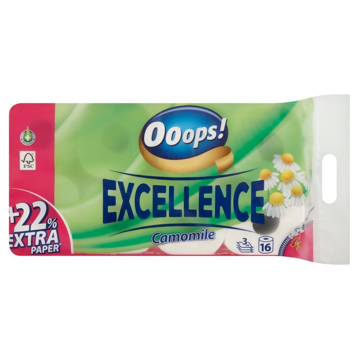 Ooops! Excellence Kamilla 3 rétegű toalettpapír, 16 tekercs
