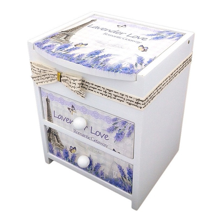 Fadoboz 2 fiókkal, vintage, 12x14cm