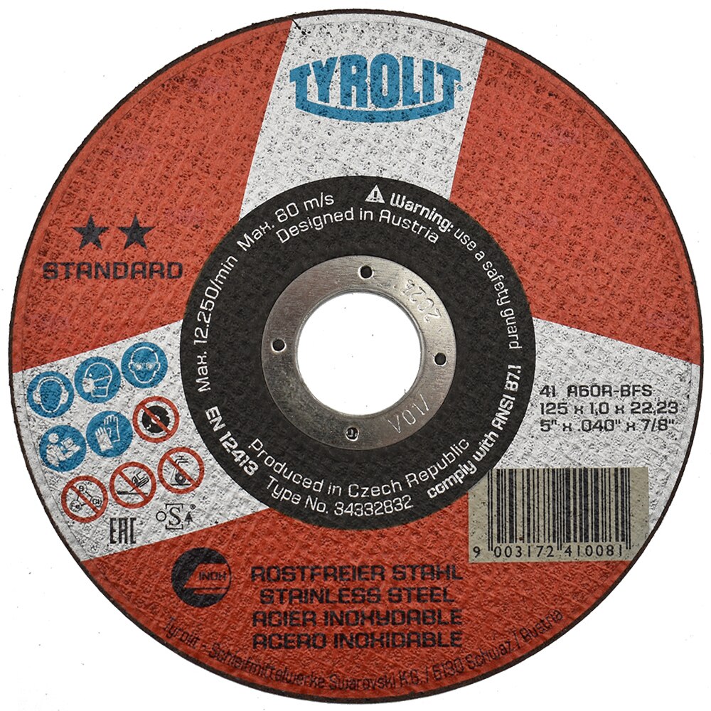 Disc abraziv pentru taiat inox 125x1x22.23 Standard**