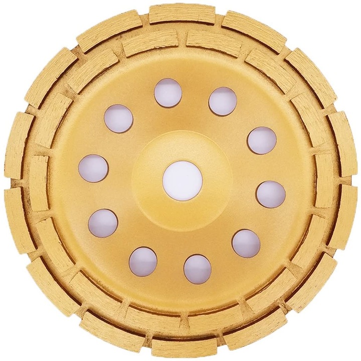 Disc diamantat cu doua randuri de pastile diamantate, diametru 180mm x 22mm, pentru slefuit piatra, beton, marmura si mozaic