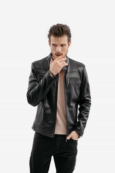 Geaca din piele naturala, Gerali, model Alin, Negru Geaca din piele naturala, Gerali, model Alin, Negru