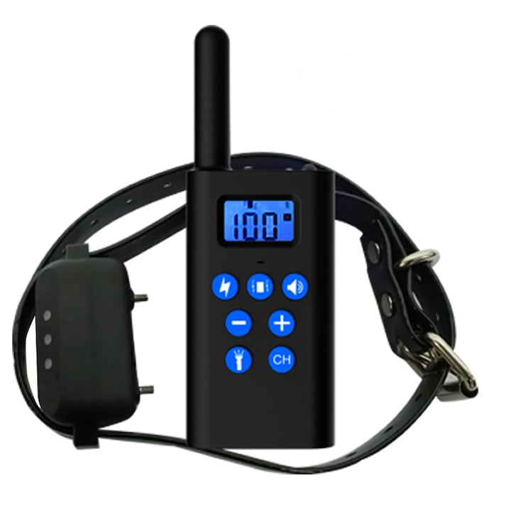 Zgarda electrica dresaj caini, Bomstom, Piele ecologica, Negru