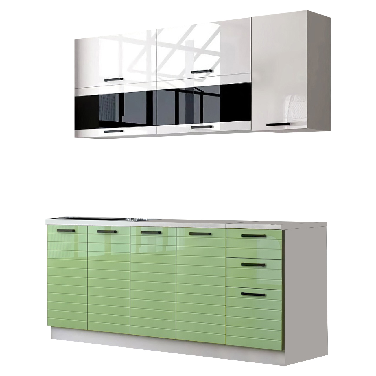 Set bucatarie Tehno 3, 200x60x200cm, verde