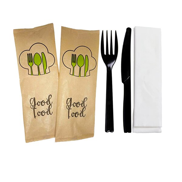 Set tacamuri de unica folosinta PAFCS (Furculita Lux, Cutit Lux, Servetel Alb 25/33), 100 buc/bax