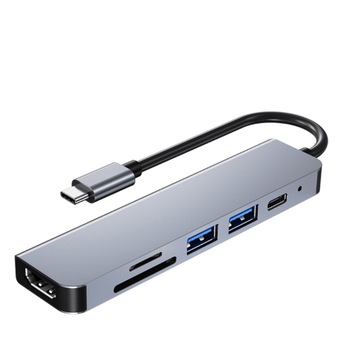 Hub Adaptor Type-C Pro eOptima® BYL-2010, 2 X USB 3.0, HDMI 4K, Card Reader TF + SD, 1 X Power Delivery Port 87W, 6 in 1, Ultra Slim , Argintiu Hub Adaptor Type-C Pro eOptima® BYL-2010, 2 X USB 3.0, HDMI 4K, Card Reader TF + SD, 1 X Power Delivery Port 87W, 6 in 1, Ultra Slim , Argintiu