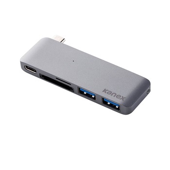 Un hub USB-C multifunctional pentru conectarea perifericelor suplimentare, Kanex iAdapt 5-in-1, gri Un hub USB-C multifunctional pentru conectarea perifericelor suplimentare, Kanex iAdapt 5-in-1, gri